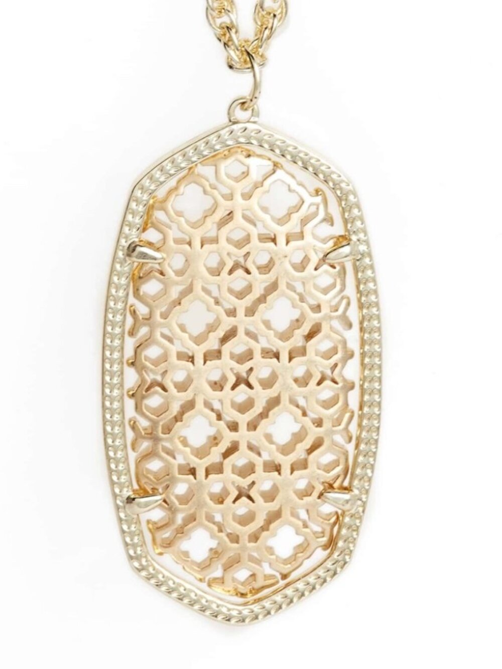 Kendra Scott Rae Pendant Necklace Filigree Gold Elegant ~ Box & Bag Included